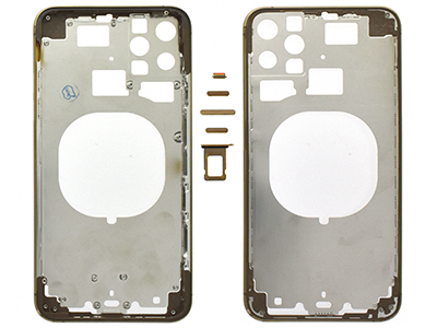 Apple iPhone 11 Pro Max - Frame in metallo +Tasti Laterali + Sportellino Sim Oro