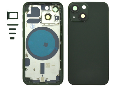 Apple iPhone 13 Mini - Frame + Tasti Laterali + Sportellino Sim + Back Cover Magnetica + Vetrino NO LOGO Green