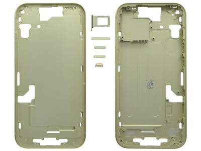 Apple iPhone 15 - Frame in metallo + Tasti Laterali + Sportellino Sim Yellow