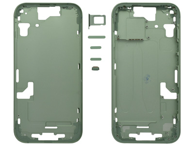 Apple iPhone 15 - Frame in metallo + Tasti Laterali + Sportellino Sim Green