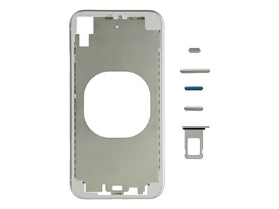 Apple iPhone Xr - Frame in metallo +Tasti Laterali + Sportellino Sim NO LOGO  Silver