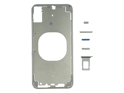 Apple iPhone Xs Max - Frame in metallo +Tasti Laterali + Sportellino Sim NO LOGO  Silver