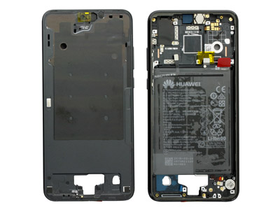 Huawei P20 Dual Sim - Cornice Frontale + Frame Supporto Lcd + Batteria + Vibrazione + Altoparlante Nero