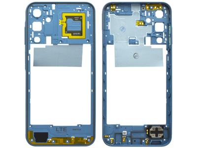 Samsung SM-A155 Galaxy A15 4G - Front Cover + Lcd Support Frame + Antenna NFC + Volume Key Blue