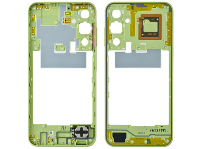 Samsung SM-A256 Galaxy A25 5G - Front Cover + Lcd Support Frame + Antenna NFC + Volume Key Yellow