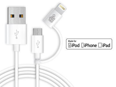 Apple iPad Mini 3 Model n: A1599-A1600 - Sync Data and Charging cable Usb A - Lightning + Micro Usb 