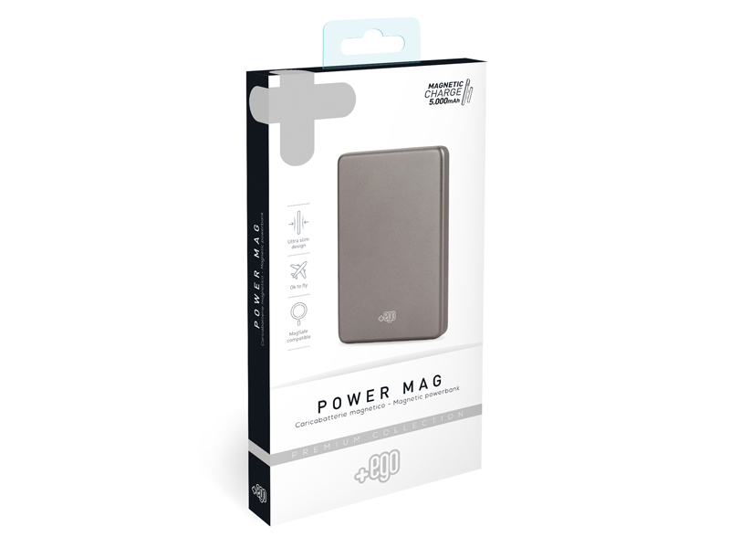 Apple iPhone 15 Pro Max - Power Bank Wireless Magnetico Premium 5000 mAh Power Mag Grigio