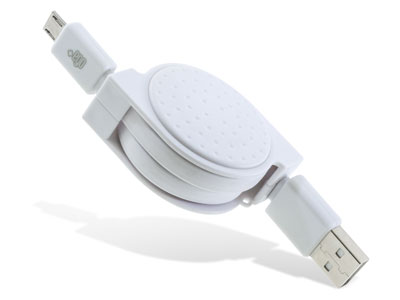 Oppo R7 - Cavo Dati e Ricarica Riavvolgibile Usb/Micro USB 1mt Bianco