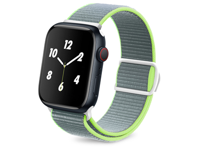 Apple Apple Watch 41mm. Serie 7 A2473-A2476 - Nylon Strap for Smartwatch case 38/40/41mm Clip Series Grigio/Giallo Neon