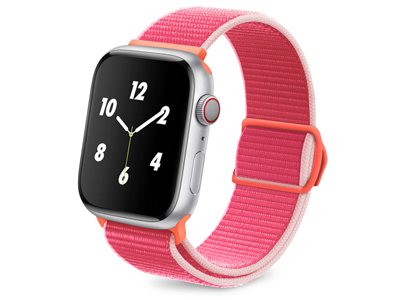 Apple Apple Watch 40mm. Serie 6 A2291-A2375 - Nylon Strap for Smartwatch case 38/40/41mm Clip Series Pink Neon