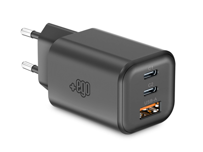 Apple iPhone 15 Pro Max - Home charger GaN multiport Usb C PD 65W - Usb C - Usb A outputs Premium Black