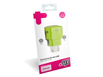 Alcatel TAB 7 - Home charger output Usb A - 2.1A Soft touch Green