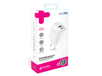 Nokia 720 Lumia - Wall Charger dual output  Usb - A/Usb - C PPS PD 30W White