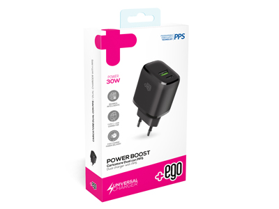 Oppo A94 5G - Wall Charger dual output Usb - A/Usb - C PPS  PD 30W Black