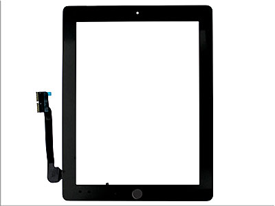 Apple iPad 4 Display Retina Model n: A1458-A1459-A1460 - Touchscreen+Biadesivo+switch+frame camera con Tasto Home, Alta qualità  Nero