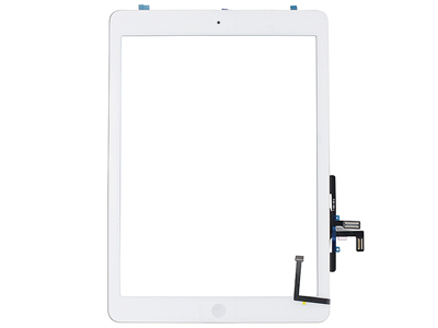 Apple iPad Air Model n: A1474-A1475-A1476 - Touchscreen + Biadesivo + Switch + Frame + Tasto Home Qualità Eccelsa  Bianco