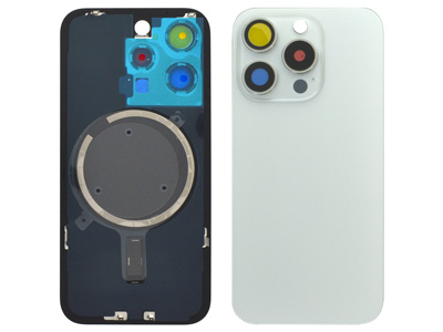 Apple iPhone 15 Pro - Magnetic Back Cover + Camera Lens White Titanium