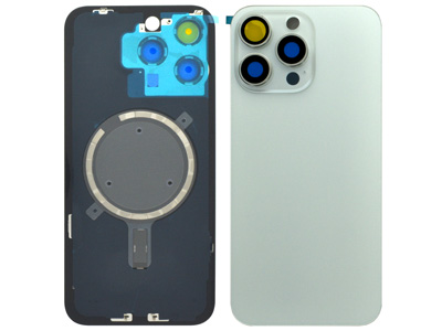 Apple iPhone 15 Pro Max - Magnetic Back Cover + Camera Lens White Titanium